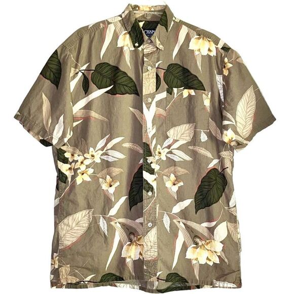 Chaps by Ralph Lauren Tropical Button Down in Tan/Gold/Green Men’s M - Picture 1 of 6